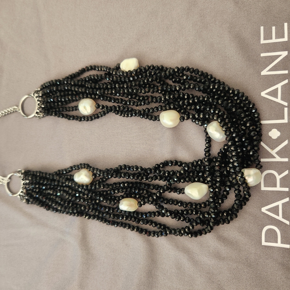 Limited Edition Midnight Black Beaded Necklace with Pearls-Park Lane